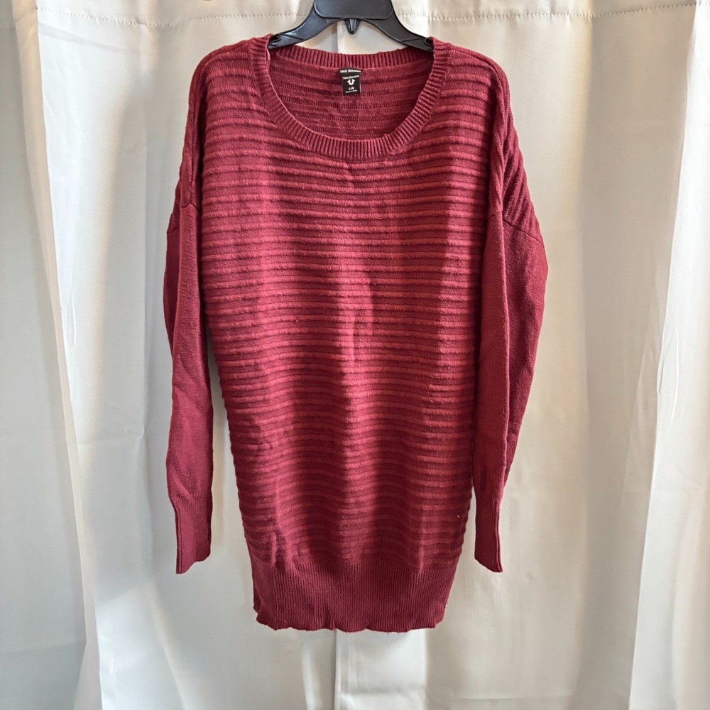 True Religion Sweater Dress Tunic Oversized Large Wool Blend Cozy Rustic 19084x